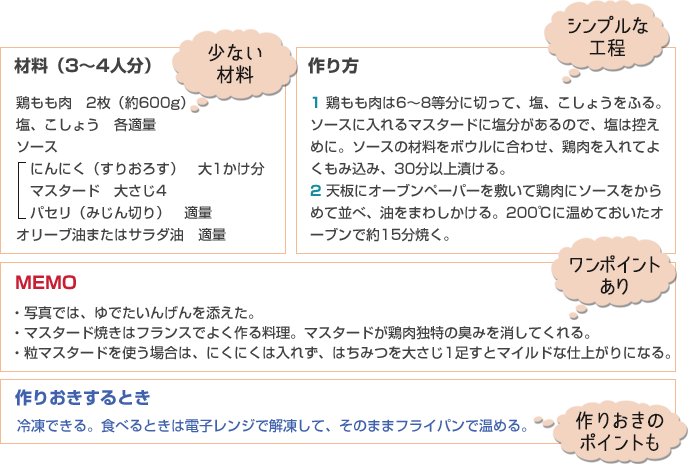 特別公開！ PICKUPレシピ「鶏もも肉のマスタード焼き」